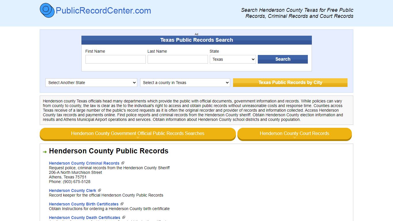 Henderson County Texas Free Public Records - Court Records ...